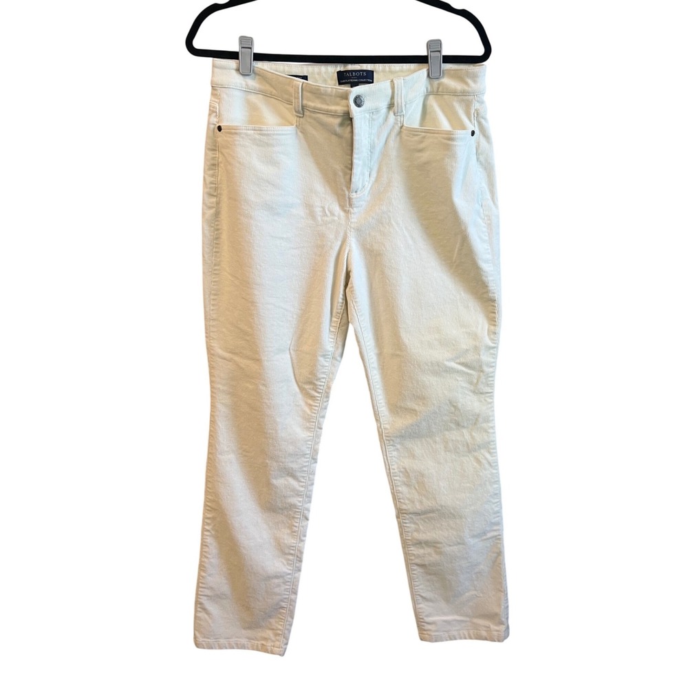 Talbots Simply Flattering Cream‎ Corduroy Straight Leg Pants Womens 12P Petite